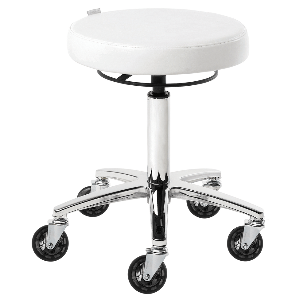 Beauty Stool White With Aluminium Base